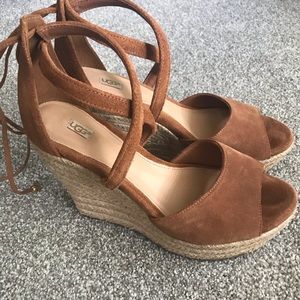 Brown Ugg cross wedges